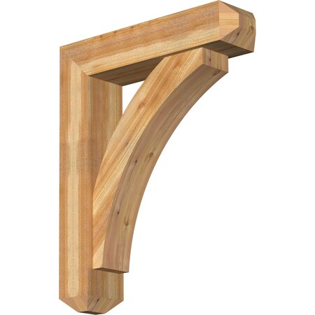 Ekena Millwork Thorton Craftsman Rough Sawn Bracket w/ Offset Brace, Western Red Cedar, 8"W x 34"D x 42"H BKT0806X34X42THR04RWR